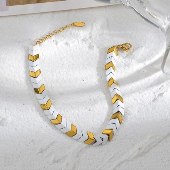 Chevron Chic 14K Gold Plated Bracelets White, Red, Teal, Black, Green NEW - Picture 2 of 4